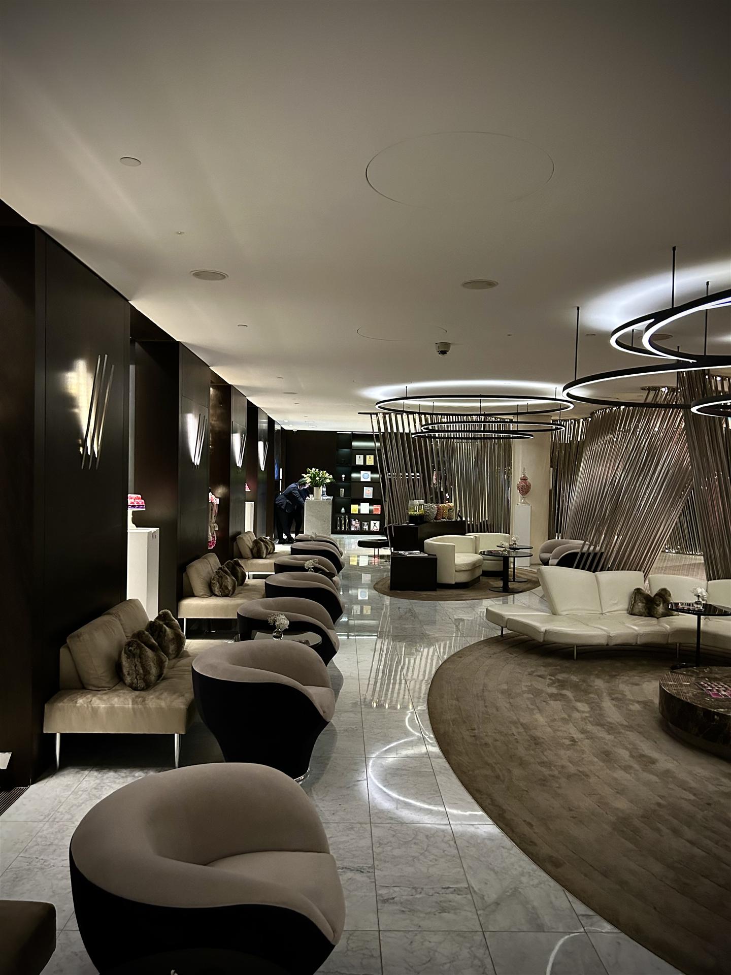 ME London Hotel five-star lobby interior, London